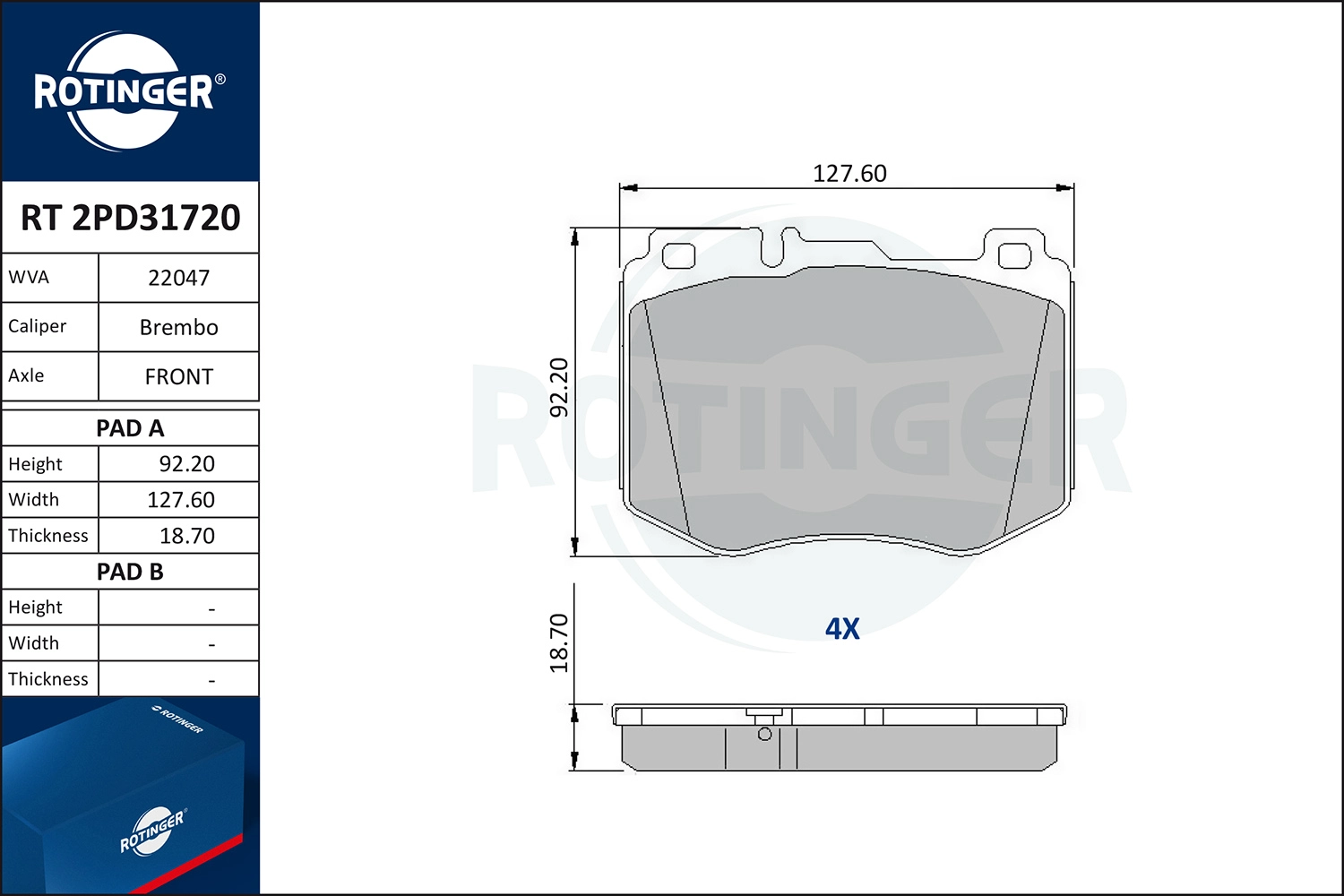 Brake Pad Set, disc brake (RT 2PD31720)