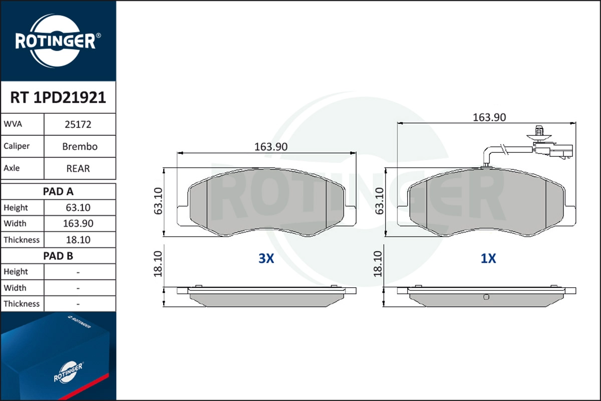 Brake Pad Set, disc brake (RT 1PD21921)