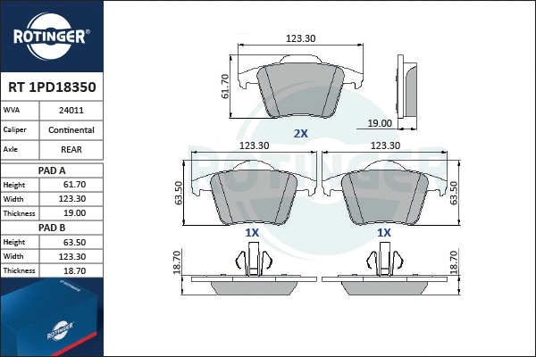 Brake Pad Set, disc brake (RT 1PD18350)