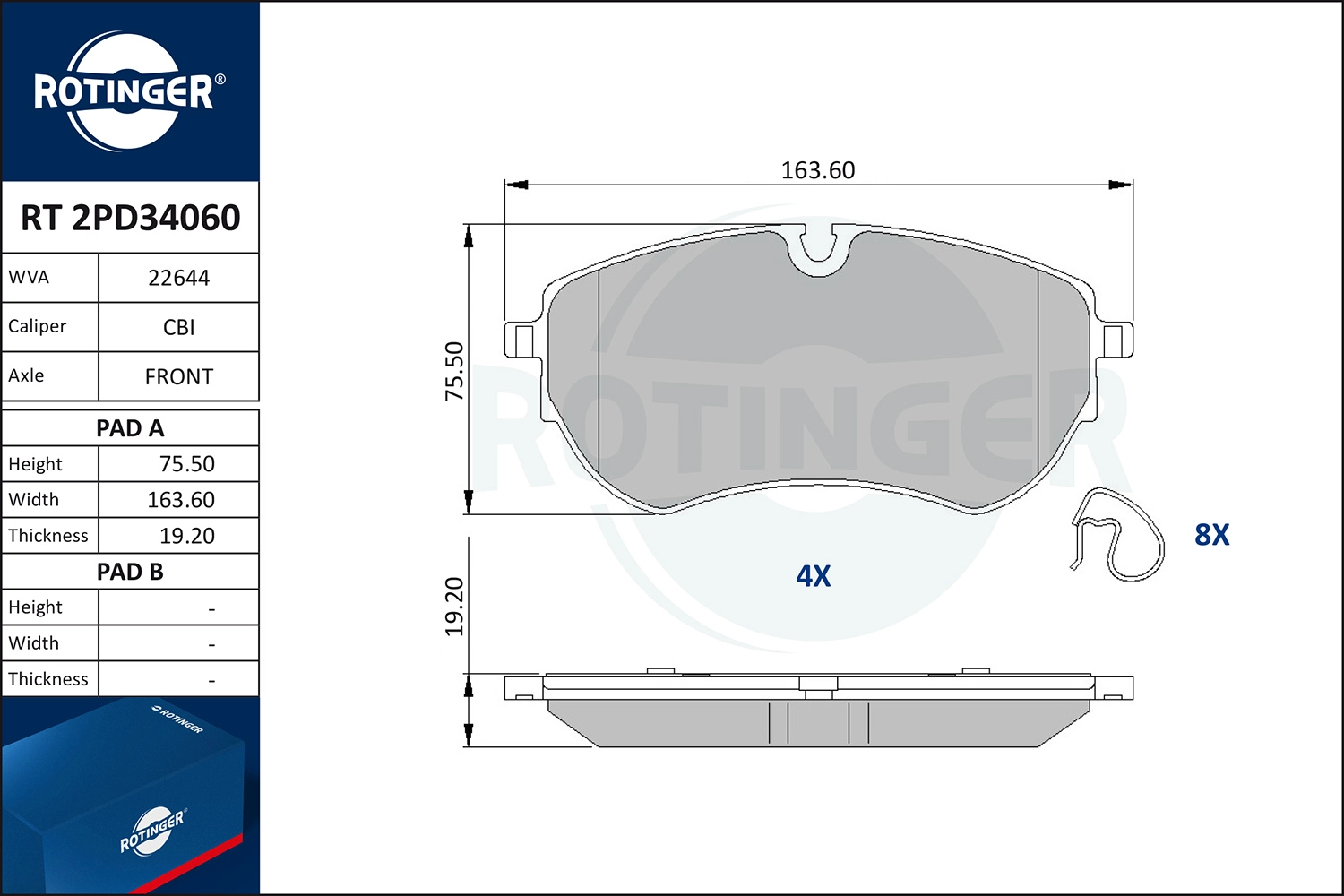 Brake Pad Set, disc brake (RT 2PD34060)