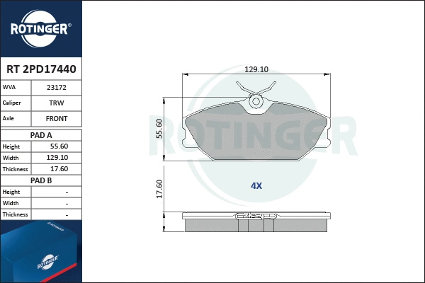 Brake Pad Set, disc brake (RT 2PD17440)