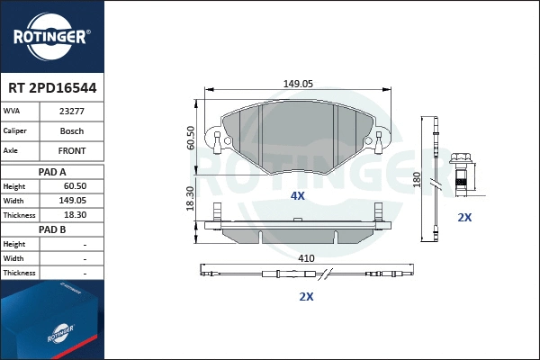 Brake Pad Set, disc brake (RT 2PD16544)