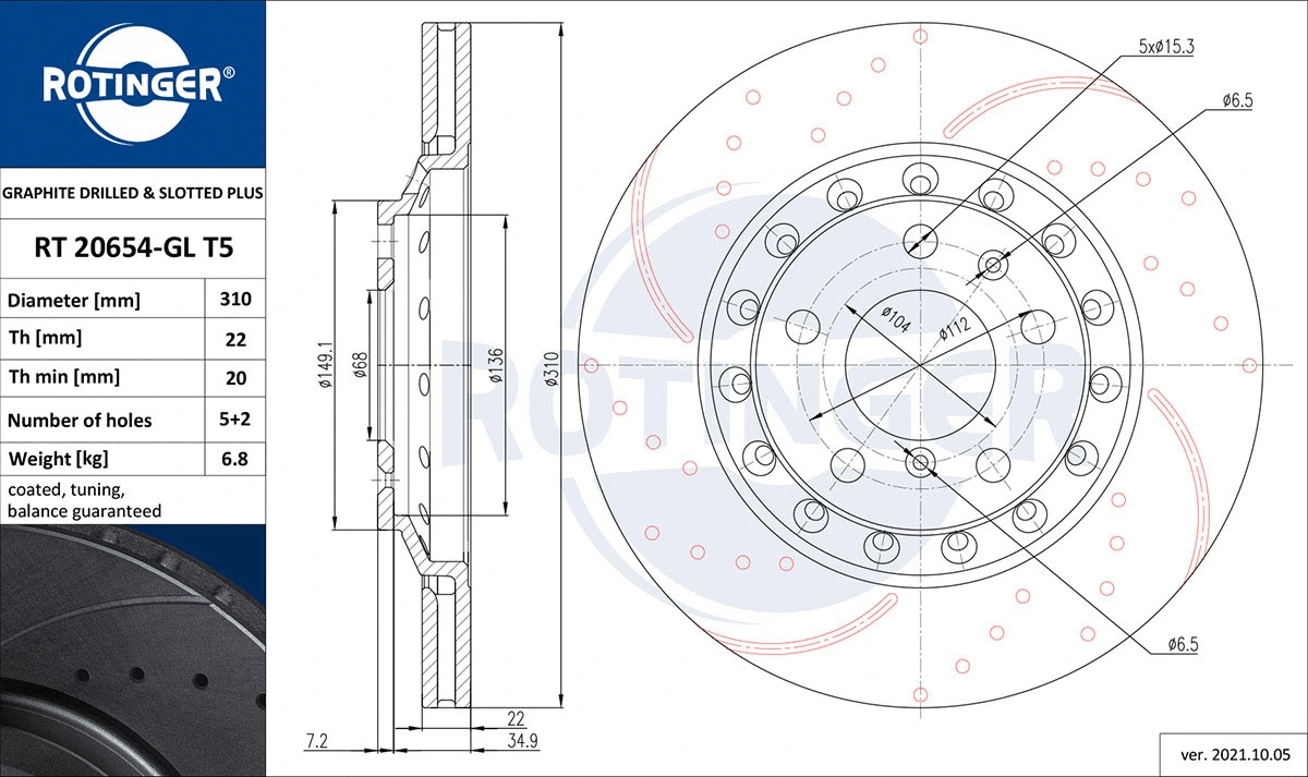 Brake Disc (RT 20654-GL T5)