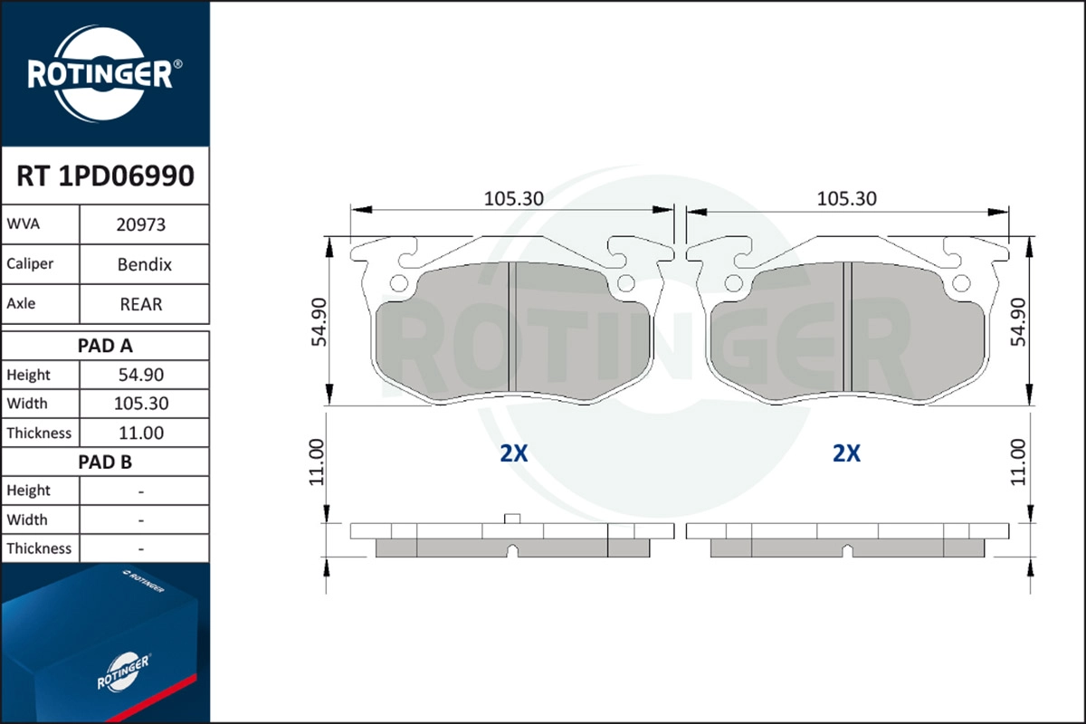 Brake Pad Set, disc brake (RT 1PD06990)