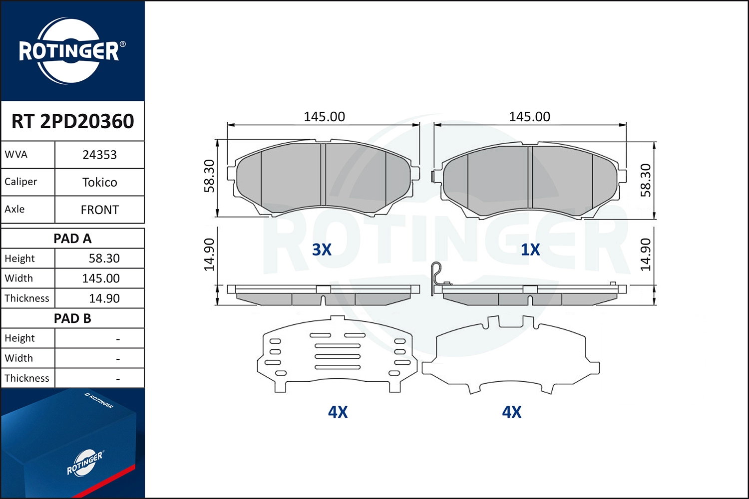 Brake Pad Set, disc brake (RT 2PD20360)