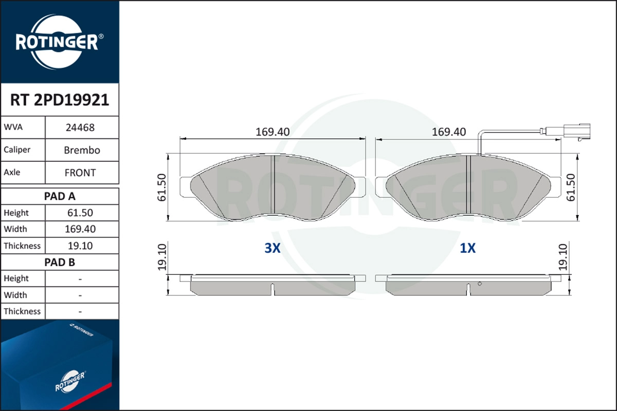 Brake Pad Set, disc brake (RT 2PD19921)