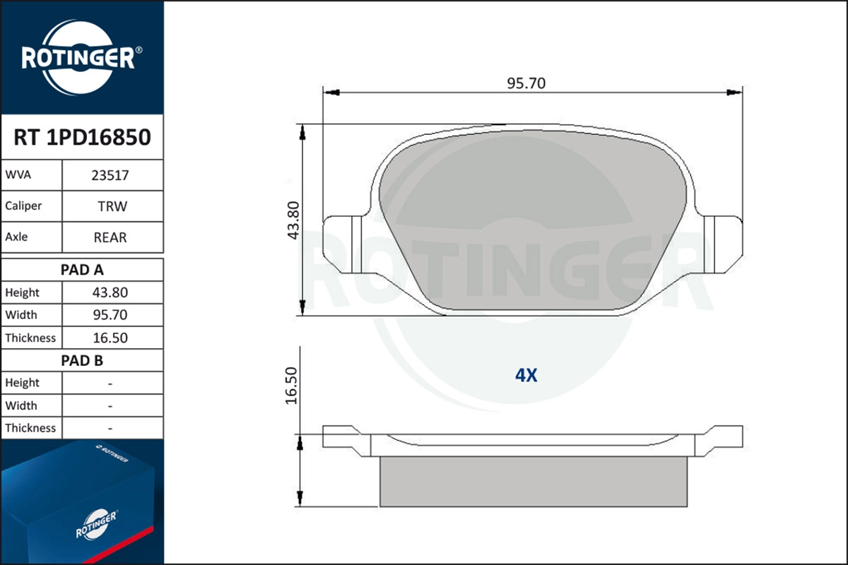 Brake Pad Set, disc brake (RT 1PD16850)