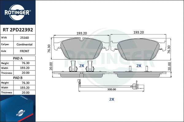 Brake Pad Set, disc brake (RT 2PD22392)