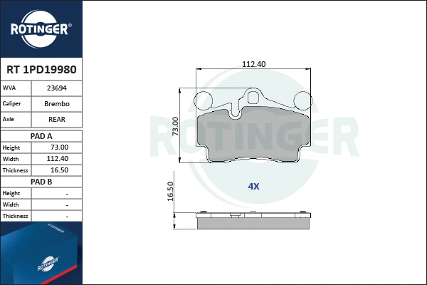 Brake Pad Set, disc brake (RT 1PD19980)