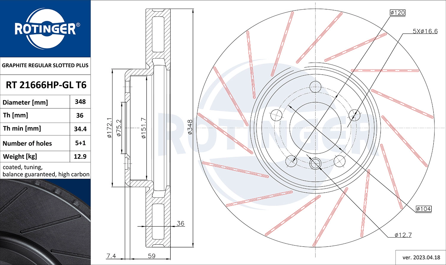 Brake Disc (RT 21666HP-GL T6)