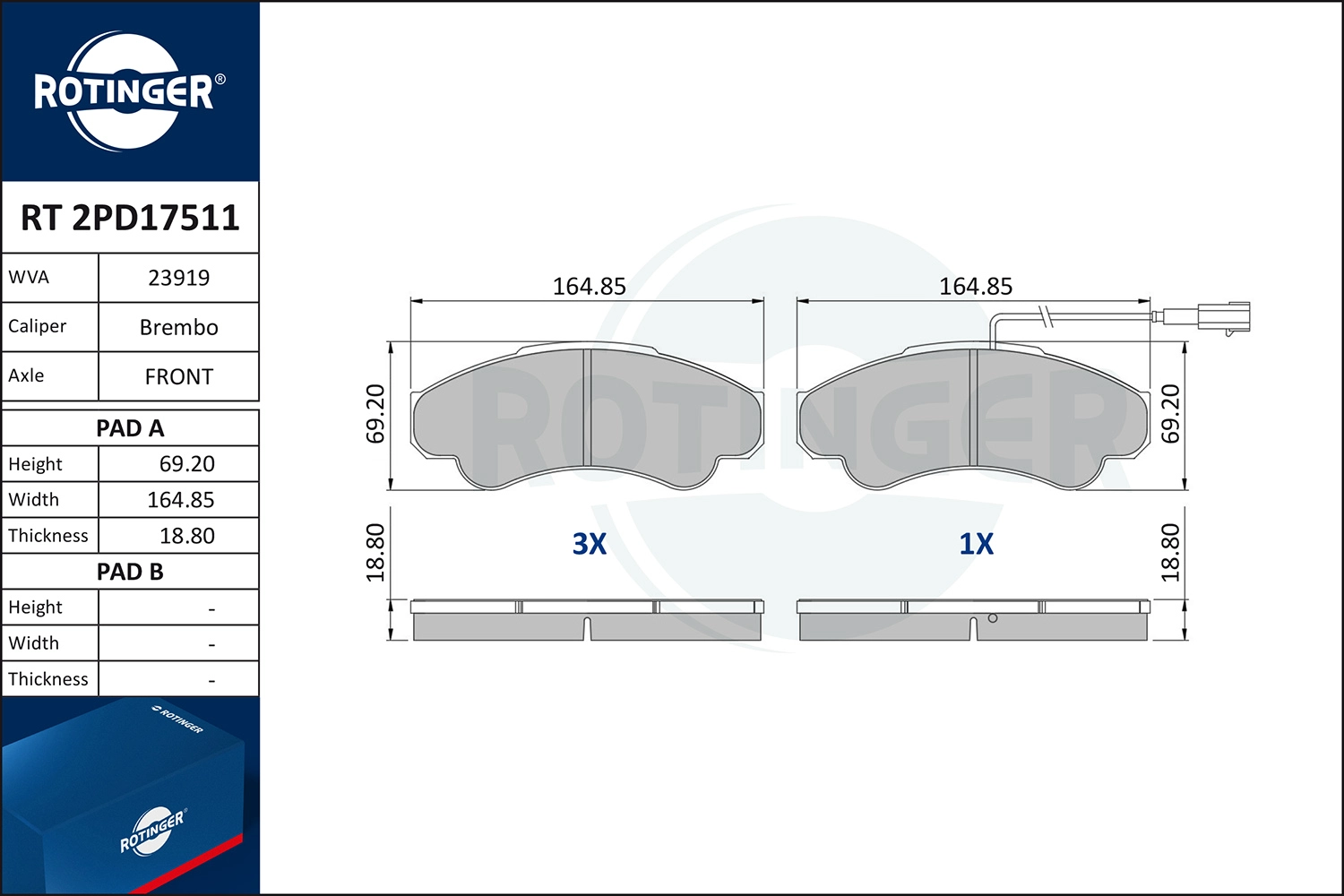 Brake Pad Set, disc brake (RT 2PD17511)