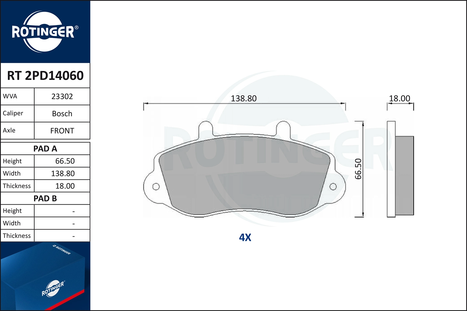 Brake Pad Set, disc brake (RT 2PD14060)