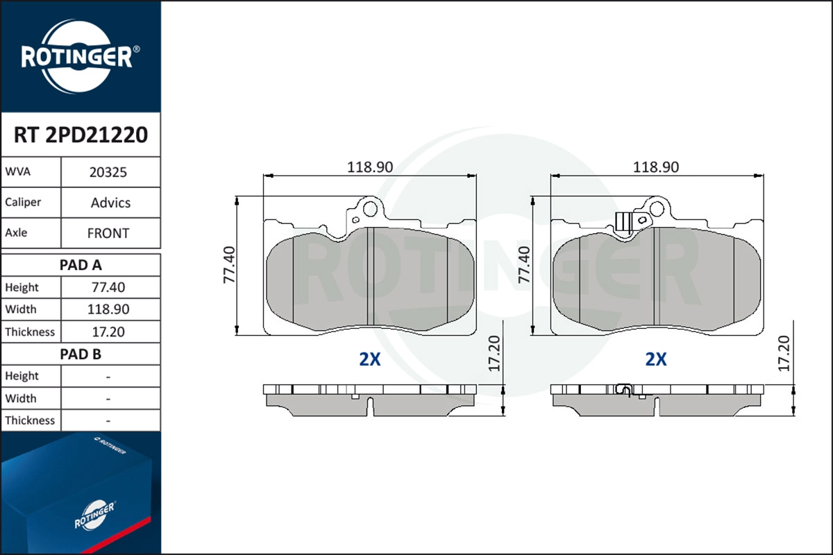 Brake Pad Set, disc brake (RT 2PD21220)