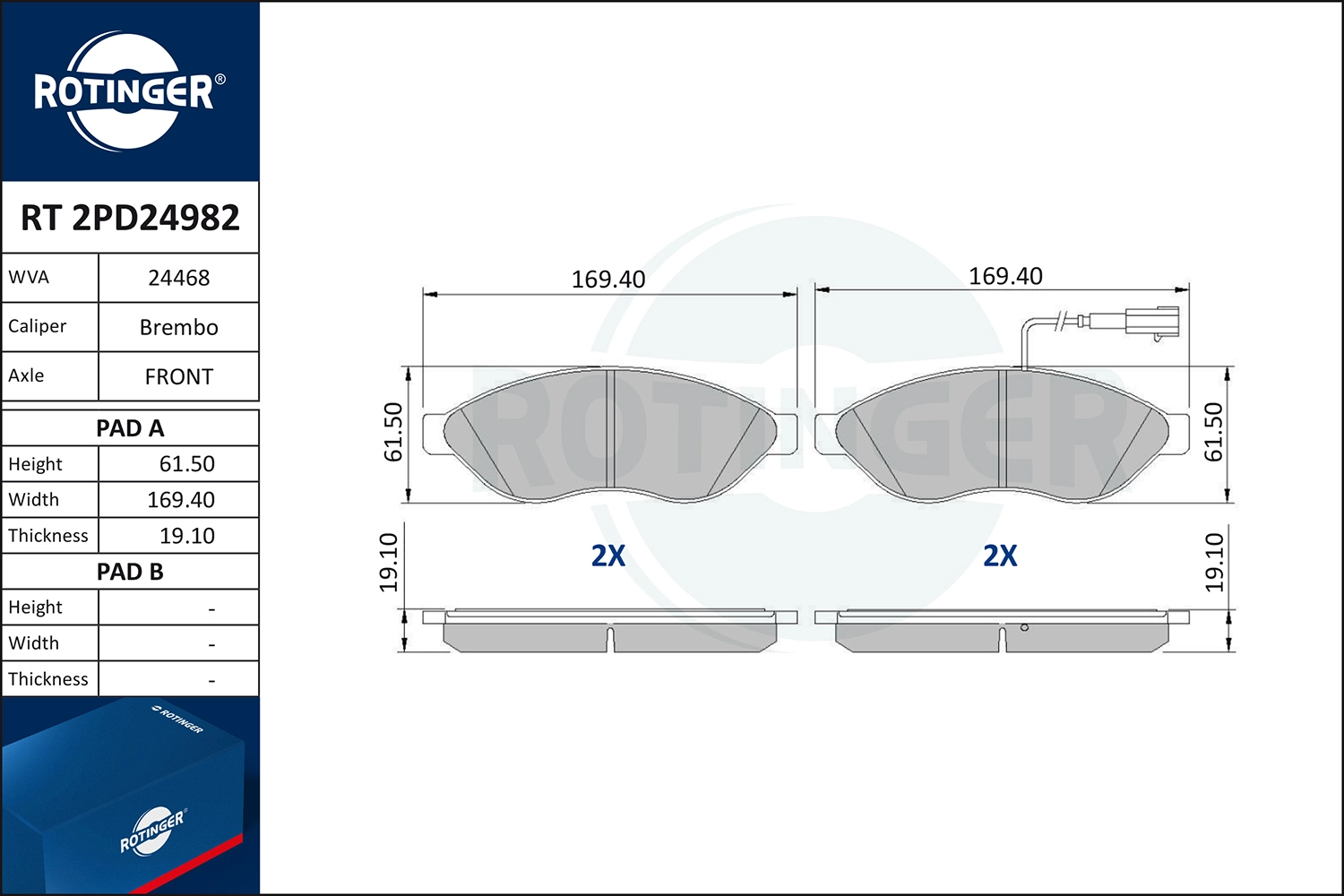 Brake Pad Set, disc brake (RT 2PD24982)