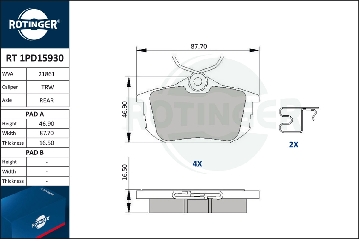 Brake Pad Set, disc brake (RT 1PD15930)