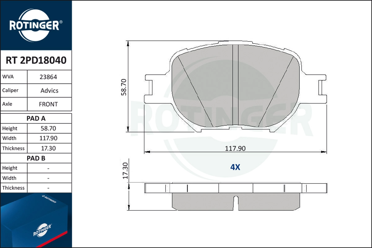 Brake Pad Set, disc brake (RT 2PD18040)