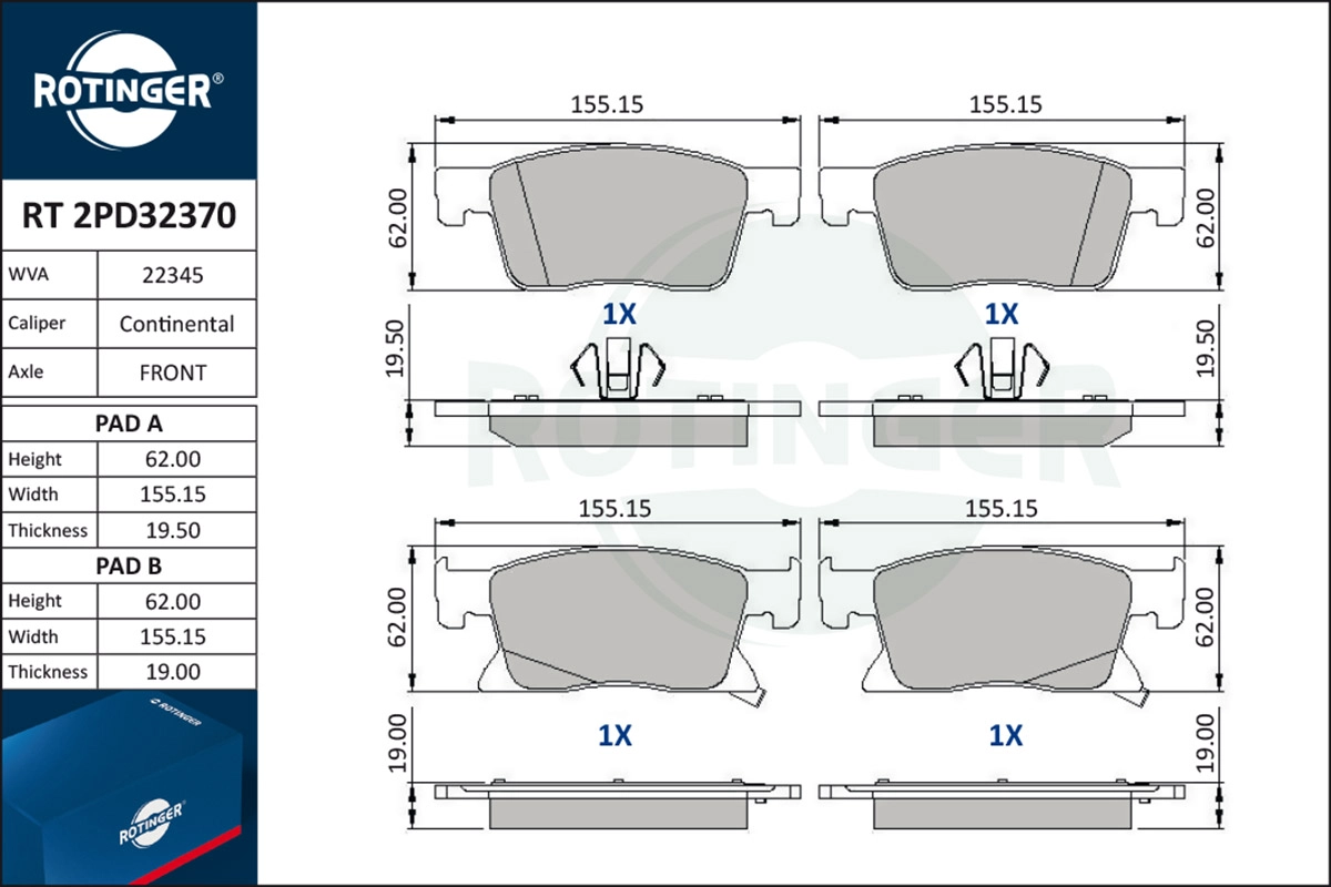 Brake Pad Set, disc brake (RT 2PD32370)