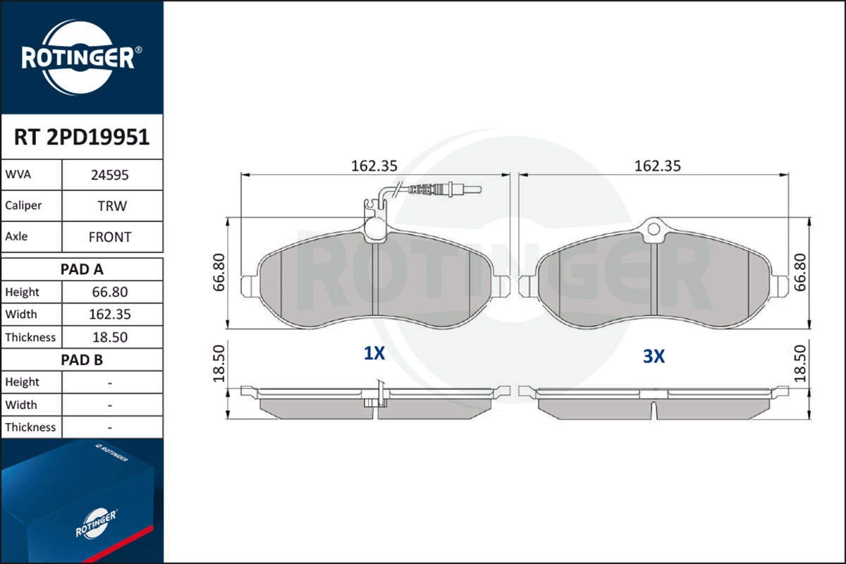 Brake Pad Set, disc brake (RT 2PD19951)