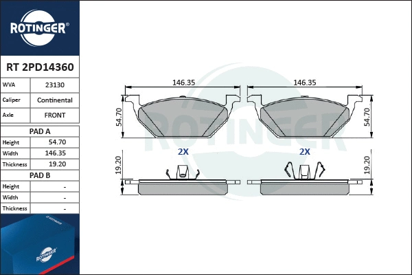 Brake Pad Set, disc brake (RT 2PD14360)