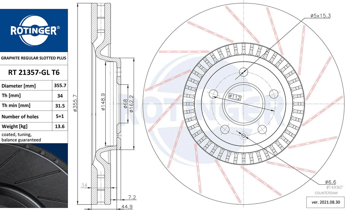 Brake Disc (RT 21357-GL T6)