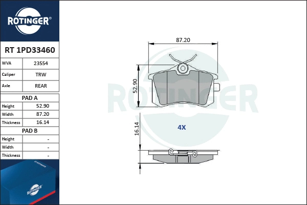 Brake Pad Set, disc brake (RT 1PD33460)