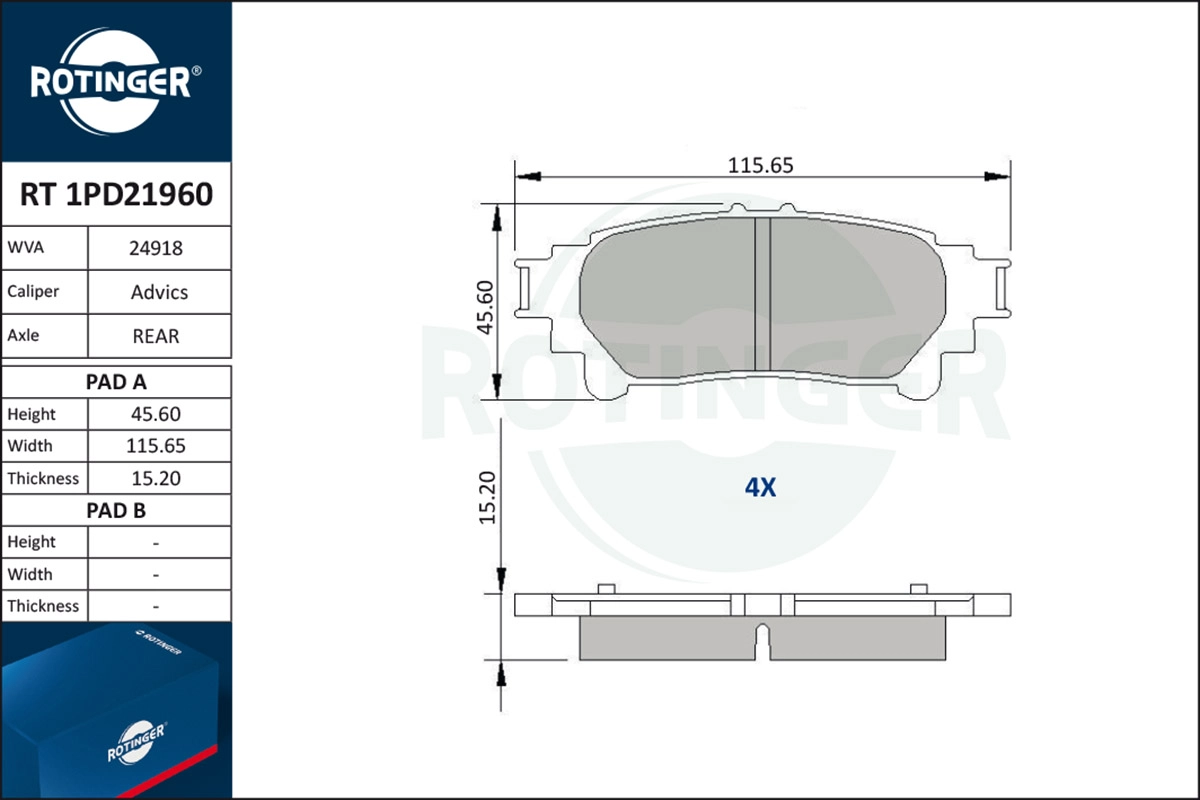Brake Pad Set, disc brake (RT 1PD21960)