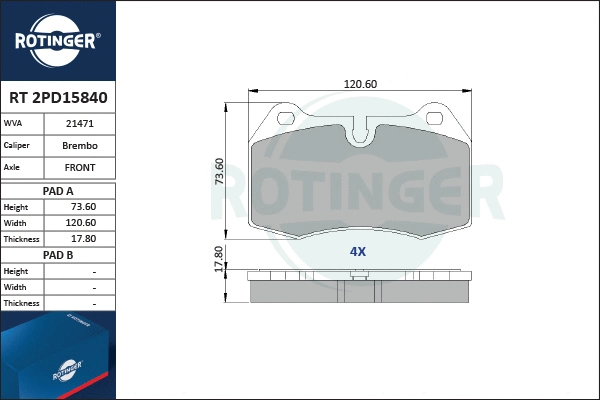 Brake Pad Set, disc brake (RT 2PD15840)