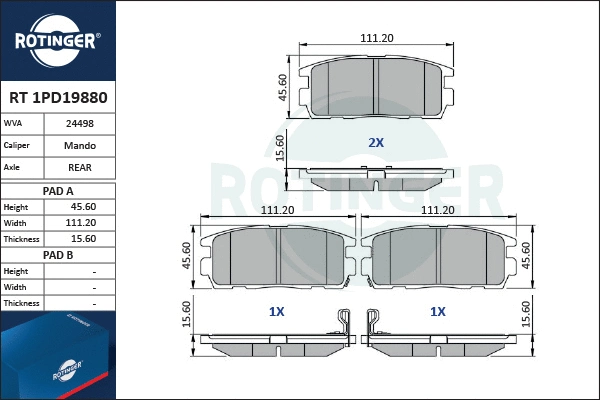 Brake Pad Set, disc brake (RT 1PD19880)