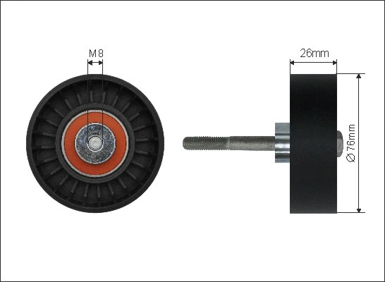 Deflection/Guide Pulley, V-ribbed belt (22-20)