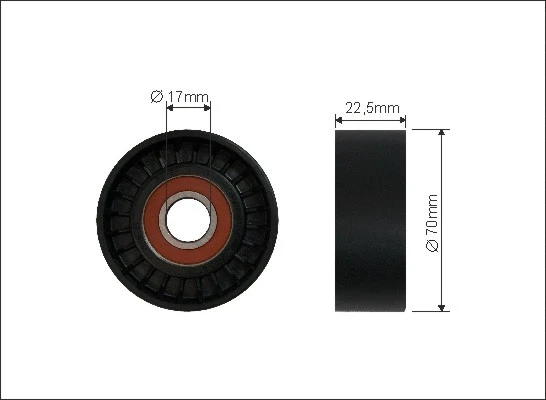 Tensioner Pulley, V-ribbed belt (235-00)