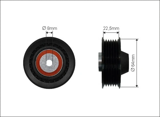 Deflection/Guide Pulley, V-ribbed belt (80-12)