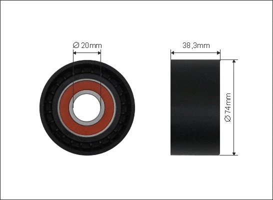 Tensioner Pulley, V-ribbed belt (500571)