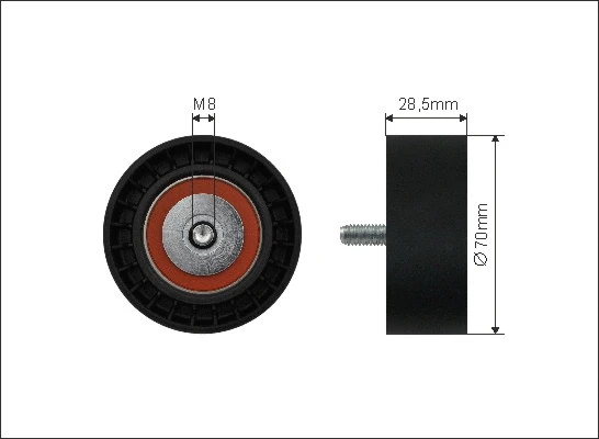 Tensioner Pulley, V-ribbed belt (35-49)
