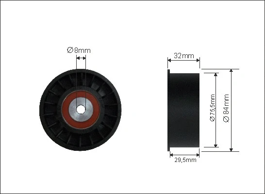 Deflection/Guide Pulley, timing belt (28-22)