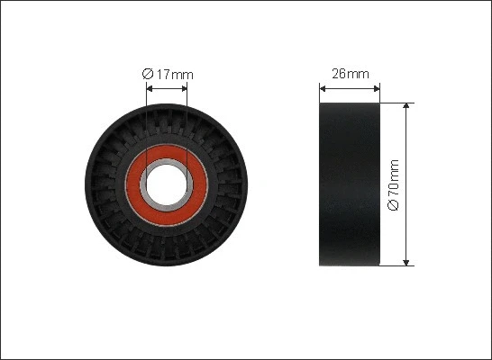 Tensioner Pulley, V-ribbed belt (500435)