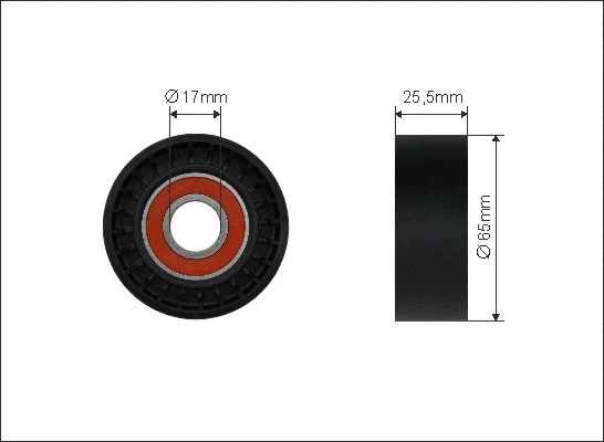 Tensioner Pulley, V-ribbed belt (500595)