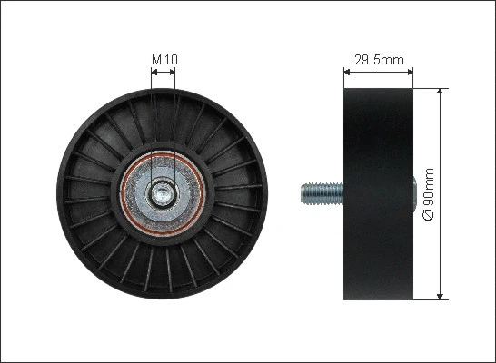 Deflection/Guide Pulley, V-ribbed belt (29-36)