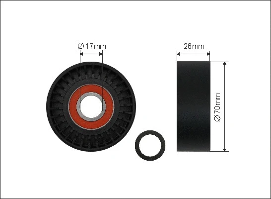 Tensioner Pulley, V-ribbed belt (01-91)