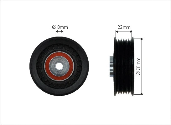 Deflection/Guide Pulley, V-ribbed belt (140-22)