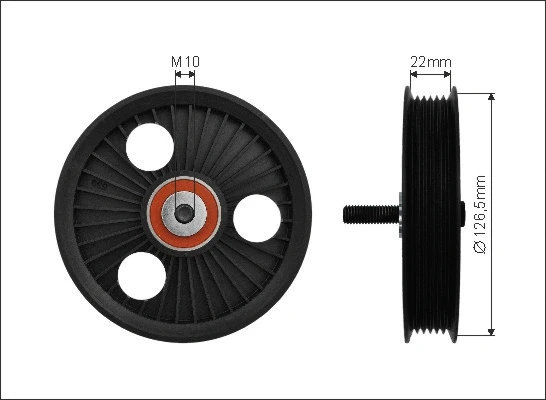 Tensioner Pulley, V-ribbed belt (500245)