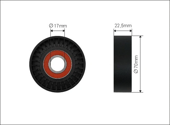 Tensioner Pulley, V-ribbed belt (500065)