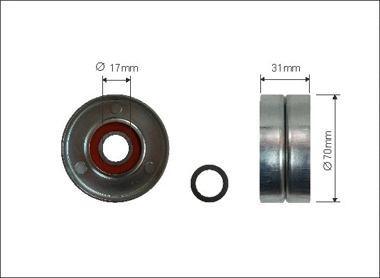 Tensioner Pulley, V-ribbed belt (500155)