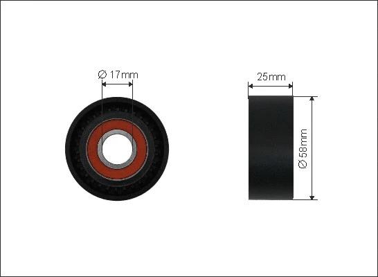 Tensioner Pulley, V-ribbed belt (500406)