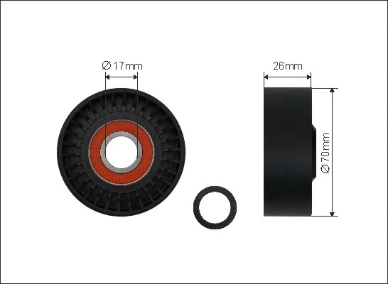 Tensioner Pulley, V-ribbed belt (01-90)