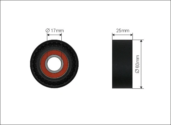 Tensioner Pulley, V-ribbed belt (500540)