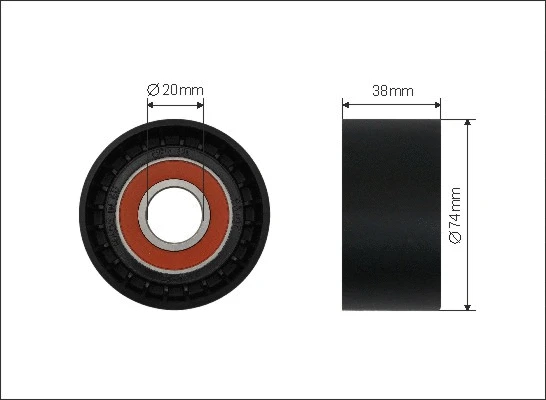 Tensioner Pulley, V-ribbed belt (500295)