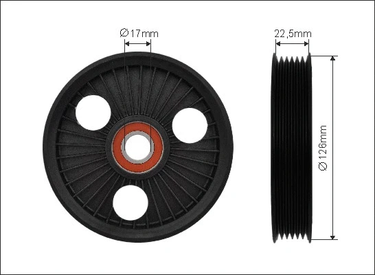 Tensioner Pulley, V-ribbed belt (91-00)