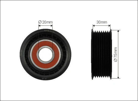 Tensioner Pulley, V-ribbed belt (500121)