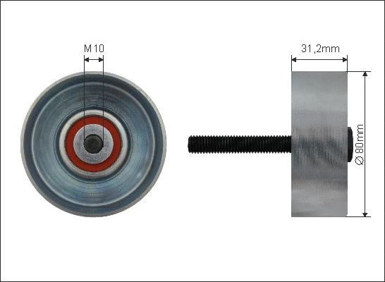 Tensioner Pulley, V-ribbed belt (500594)
