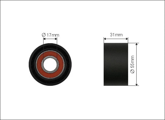 Tensioner Pulley, V-ribbed belt (500345)